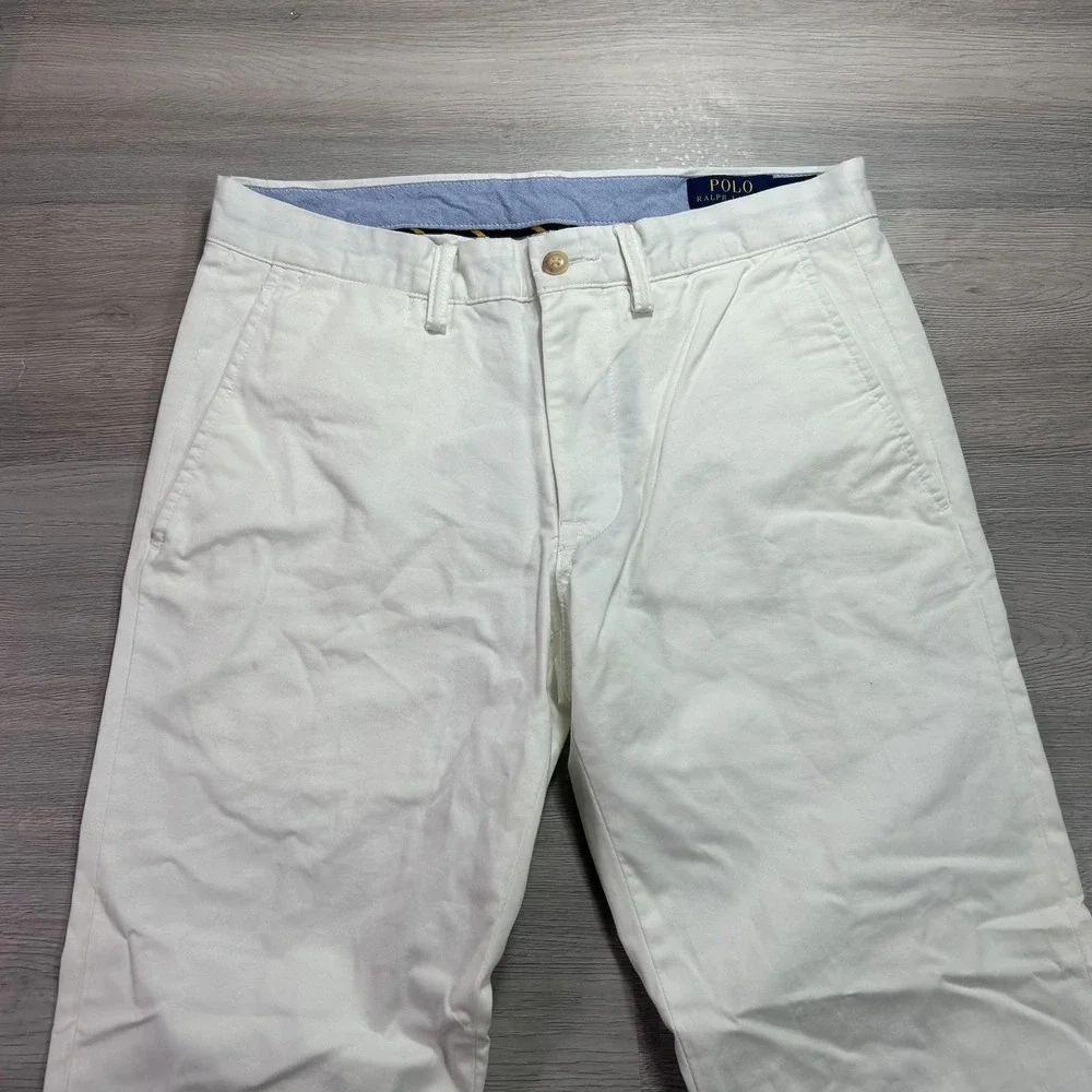 Polo Ralph Lauren Pants Mens 30x30 White Stretch Slim Fit Chino Casual Everyday
